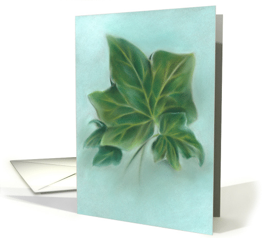 Green Ivy Leaves Pastel Art Any Occasion Blank card (1581444)