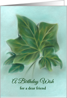 Green Ivy Leaves Pastel Art Personalized Friend Birthday card