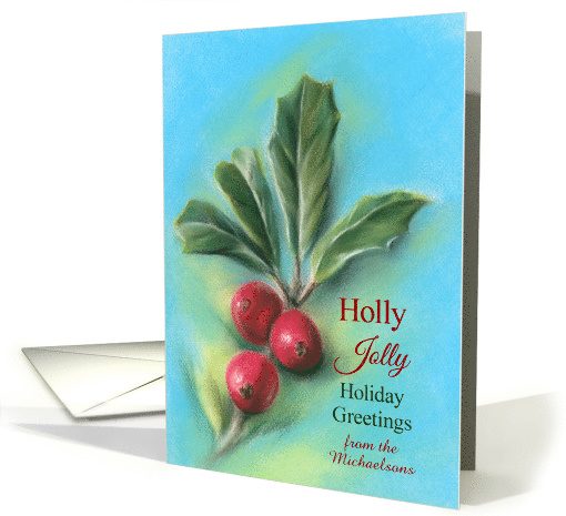 Holly Jolly Holiday Greetings Personalized from Name M card (1582568)