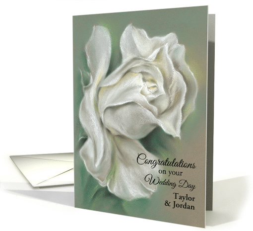 White Rose Personalized Names Wedding Congratulations card (1583276)