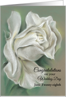 White Rose Custom Date Wedding Congratulations card