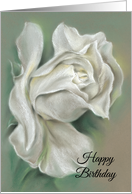 White Rose Pastel Art Happy Birthday card