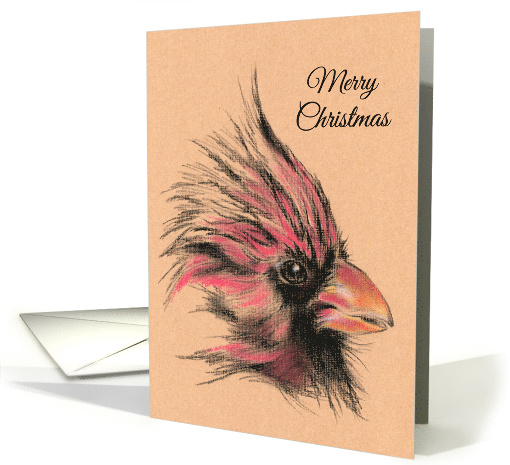 Rustic Cardinal Bird Art Merry Christmas card (1586718)