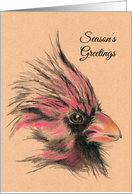 Rustic Cardinal Bird Art Seasons Greetings card