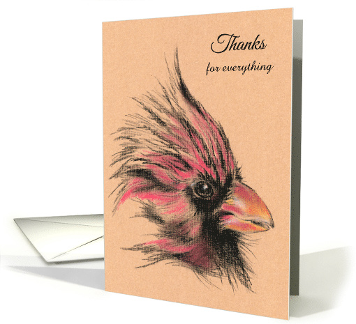 Rustic Cardinal Bird Art Custom Thank You card (1586722)