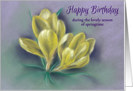 Cheery Yellow Crocus Custom Happy Springtime Birthday card