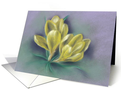 Cheery Yellow Crocus Pastel Art Any Occasion Blank card (1587298)