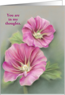 Pink Pastel Hollyhocks Floral Art Custom Thinking of You card