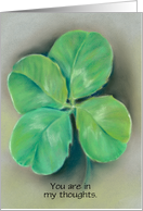 Four Leaf Clover Pastel Art Custom Thinking of You card