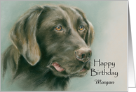 Birthday Chocolate Labrador Retriever Dog Personalized Name M card