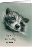 Raccoon Pastel Art Personalized Birthday for Friend card