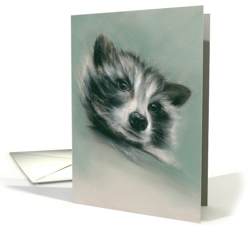 Raccoon Portrait Pastel Art Any Occasion Blank card (1592206)