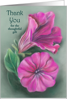 Magenta Pink Petunias Pastel Art Custom Thank You card