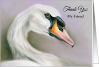 Elegant White Swan Pastel Art Custom Thank You Friend card
