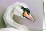 Elegant White Swan Pastel Artwork Any Occasion Blank card