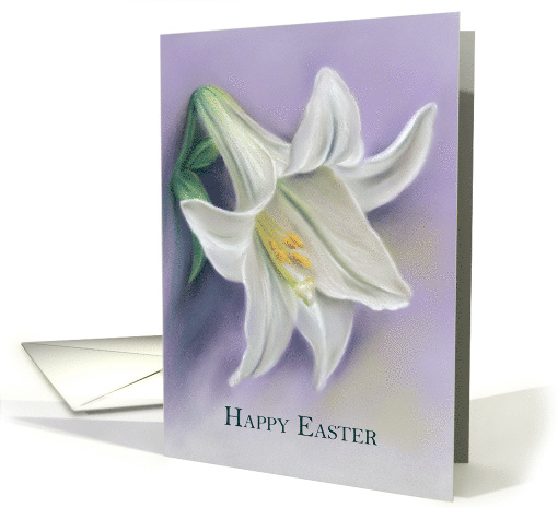 White Lily on Purple Pastel Art Happy Easter card (1595946)