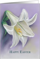 White Lily on Purple Pastel Art Happy Easter card