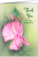 Pink Sweet Peas Floral Pastel Art Custom Thank You for Hospitality card