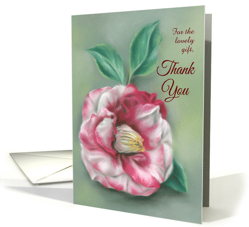 Red and White Camellia Flower Pastel Art Custom Thank You... (1600450)