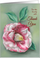 Red and White Camellia Flower Pastel Art Custom Thank You for Gift card