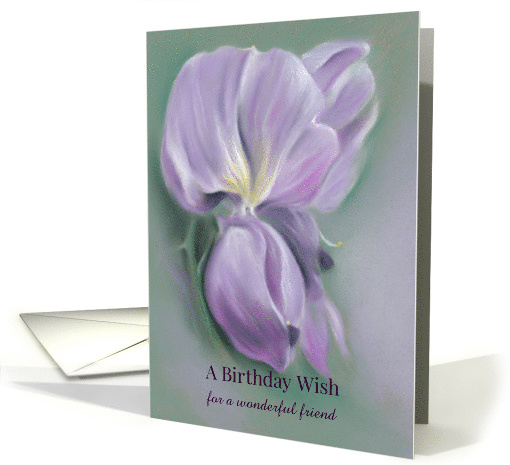 Purple Wisteria Flowers Pastel Artwork Custom Birthday for Friend card