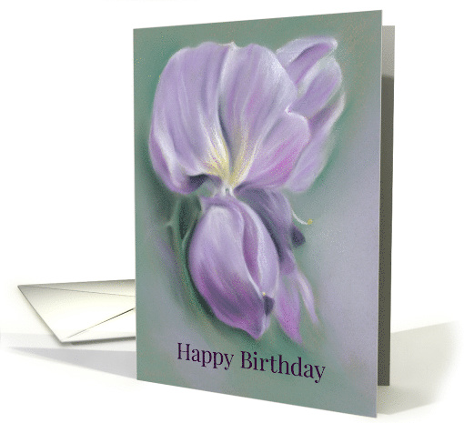 Purple Wisteria Flowers Pastel Artwork Happy Birthday card (1601510)