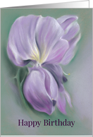 Purple Wisteria Flowers Pastel Artwork Happy Birthday card