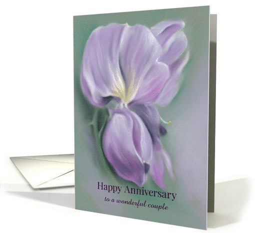 Purple Wisteria Flowers Pastel Art Custom Wedding Anniversary card