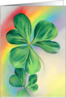 Shamrocks and Rainbow Pastel Artwork Any Occasion Blank card