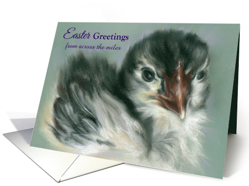 Fluffy Chick Pastel Art Custom Easter from Across the Miles card