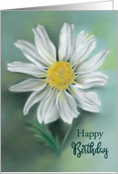 White Daisy Pastel Flower Artwork Happy Birthday card