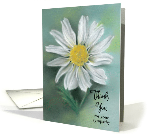 White Daisy Pastel Flower Artwork Custom Thank You for Sympathy card