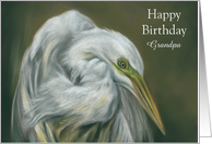 White Egret Pastel Art Personalized Relative Grandfather Birthday card