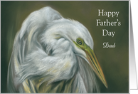 White Egret Pastel Bird Artwork Personalized Fathers Day for Dad card