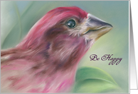 Purple Finch Pastel Bird Artwork Custom Be Happy card