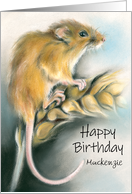 Cute Field Mouse Artwork Personalized Name Birthday M card