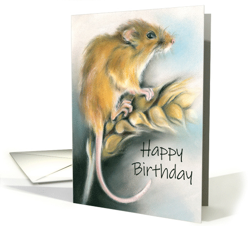 Cute Field Mouse Pastel Artwork Happy Birthday card (1609836)