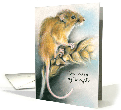 Cute Field Mouse Pastel Artwork Custom Thinking of You card (1609838)