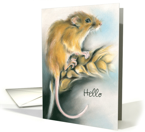 Cute Field Mouse Pastel Artwork Custom Hello card (1609842)
