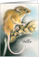 Cute Field Mouse Pastel Artwork Custom Hello card