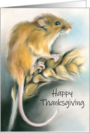 Cute Field Mouse Pastel Artwork Happy Thanksgiving card