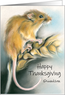 Cute Field Mouse Pastel Art Custom Relative Grandson Thanksgiving card