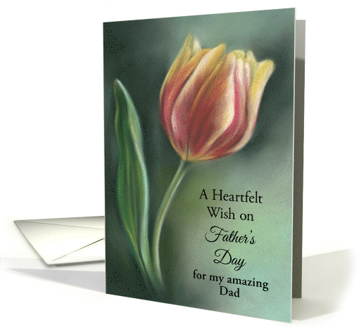 Red and Yellow Tulip Pastel Art Personalized Fathers Day for Dad card