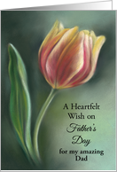 Red and Yellow Tulip Pastel Art Personalized Fathers Day for Dad card
