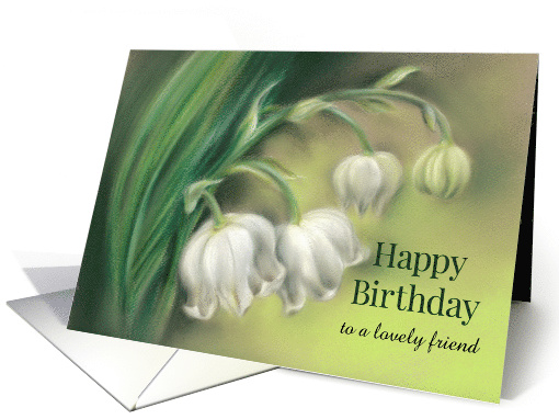 Lily of the Valley Flowers Pastel Artwork Custom Friend Birthday card