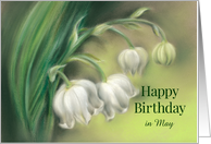 Lily of the Valley Flowers Pastel Artwork Custom May Birthday card