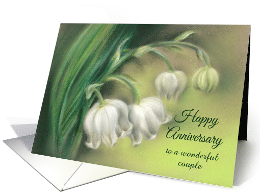Lily of the Valley Flowers Pastel Artwork Custom Anniversary card