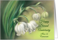 Lily of the Valley Flowers Pastel Art Personalized Second Anniversary card