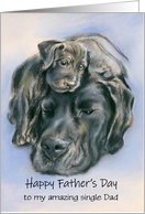 Black Labrador Dog and Puppy Custom Fathers Day Single Dad card
