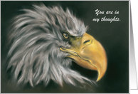 Custom Thinking of You Dramatic Bald Eagle Portrait Pastel Artwork card